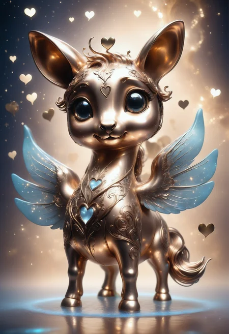 a cute zhibi domestic animal <lora:zhibi:0.8> made out of Jed-ANC <lora:ArtNouveauCopperStyle:0.9>, cuteness overload, surrounded by stardust and floating hearts <lora:heartmiststyle:0.5> in a starLS fantasy landscape <lora:stardustlandscapes-000006:0.7>, drawing, zoomed out, Intellectual, at midday, very wide view, aetherpunk, reflected light, masterpiece, beautiful, fine detail, beautiful composition, quality, dynamic composition, beautiful, shiny