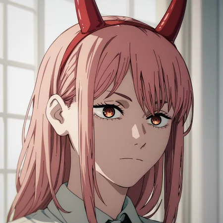 score_9, score_8_up, score_7_up, score_6_up, score_5_up, score_4_up, source_anime, BREAK
<lora:chainsaw_man_pony:0.8>,chainsaw_man,
1girl,solo,portrait,pink hair,fake horns