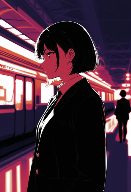 1girl, metro, Smooth_Quality, school uniform, vivid colors