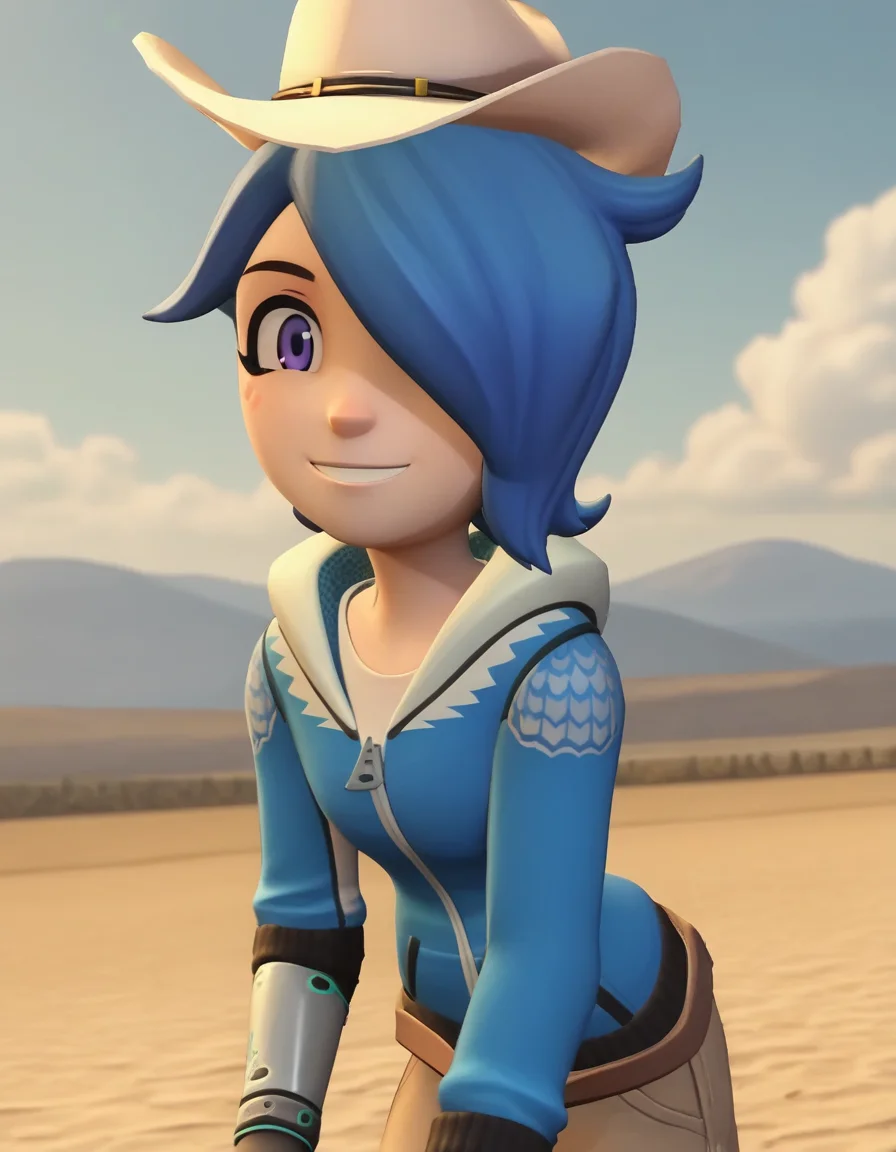 score_9, score_8_up, score_7_up, source_anime,
turboartificialrapidintelligence, <lora:turbo-artificial-rapid-intelligence-ponyxl-lora-nochekaiser:1>,
turbo artificial rapid intelligence, blue hair,hair over one eye, purple eyes, 3d,
hat, hood, hoodie, cowboy hat, cowboy western,
outdoors, dessert, bent over, smile,
looking at viewer, cowboy shot, dutch angle, solo,