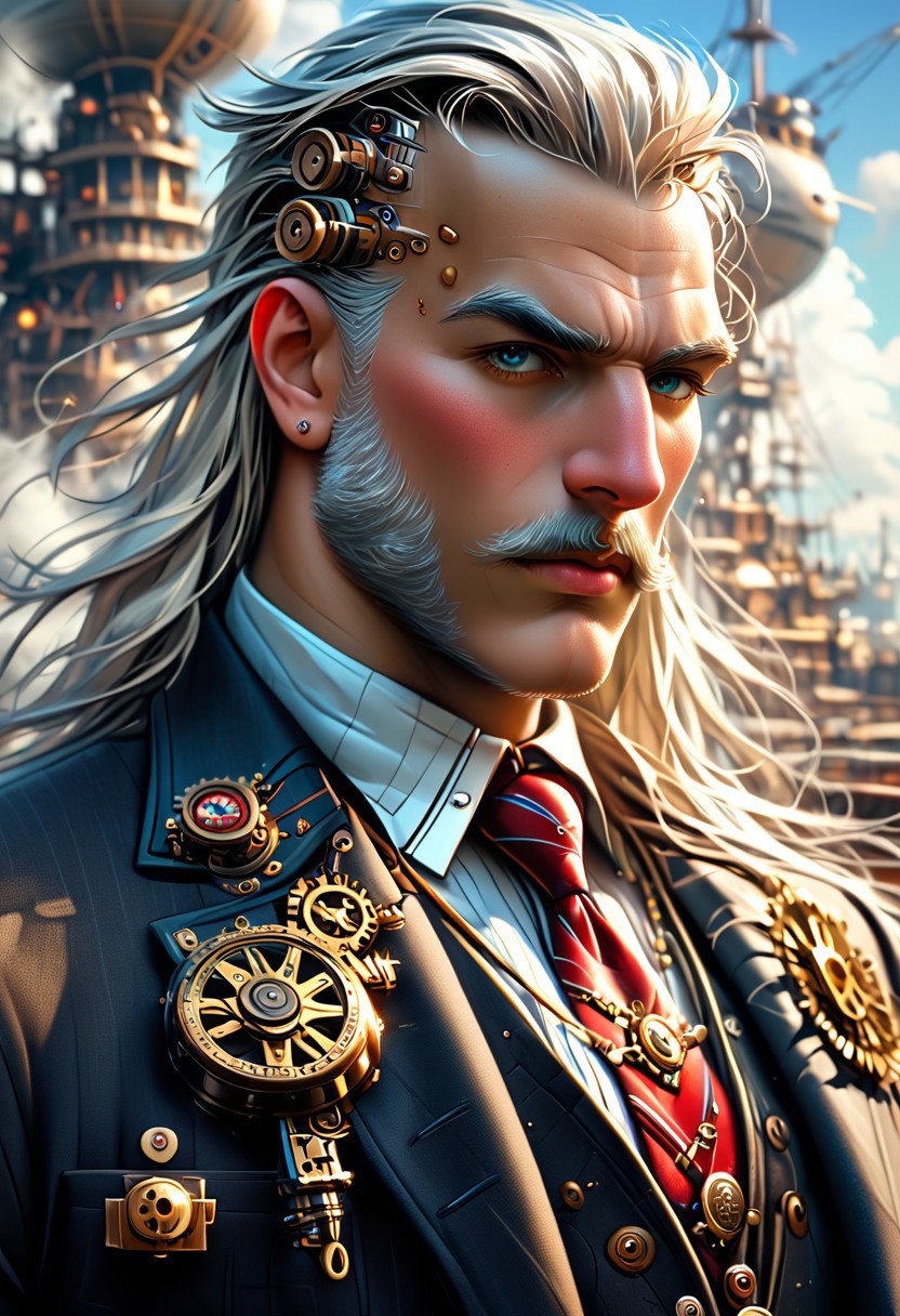 (masterpiece:1.2) , (detailed focus:1.2) , dynamic angle, 32k UHD resolution, best quality, (professional photography:1.3) , highly details, depth of field BREAK A stunning steampunk city with towering skyscrapers and intricate clockwork mechanisms, gears and pistons move in a complex symphony, steam billows from chimneys, airships navigate the bustling skylanes, a vibrant metropolis