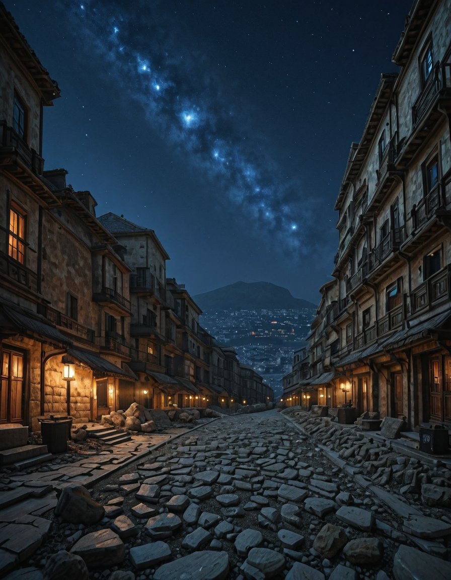 <lora:SWL_Stations1v2ill:0.8> lostst1, night sky,  human, rocks, buildings,
