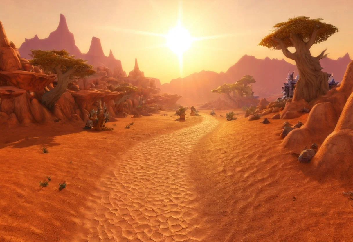 Durotar, landscape, desert, highly detailed, photorealistic, depth of field, lense flare <lora:Durotar-06:0.8>