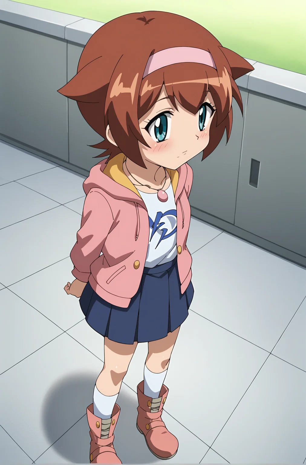 score_9, score_8_up, score_7_up, source anime, anime, animification, anime screencap, anime coloring, vivid colors, shiny skin, skindentation, deep skin, depth of field, high quality, highres, (dynamic angle,dynamic pose),
amano madoka, 1girl, solo, blush, short hair, blue eyes, skirt, brown hair, jewelry, standing, jacket, hairband, boots, necklace, chair, arms behind back
BREAK
masterpiece, high quality
<lora:Amano_Madoka:0.9>