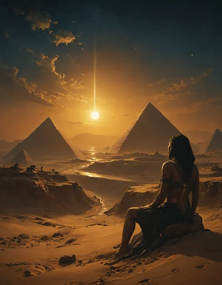 ([by Christopher Balaskas|by Fabian Perez]:1.5), (Amidst the golden sands of the Nile, Ancient Egyptian Civilization flourishes, a testament to grandeur and mysticism, its pyramids piercing the heavens.:0.5) (Melancholic Mystique:1.3) <lora:xl_more_art-full_v1:0.5> <lora:add-detail-xl:0.7> <lora:MJ52:0.4>