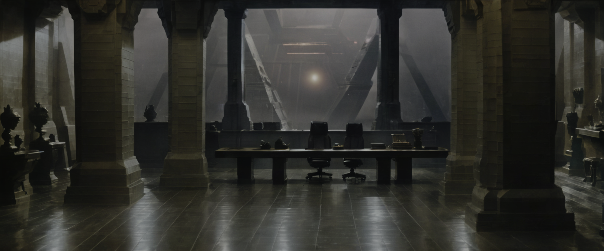 <lora:bldr-000007:0.8>bldr, a hallway with a table and chairs in it
blade runner, retrofuturism