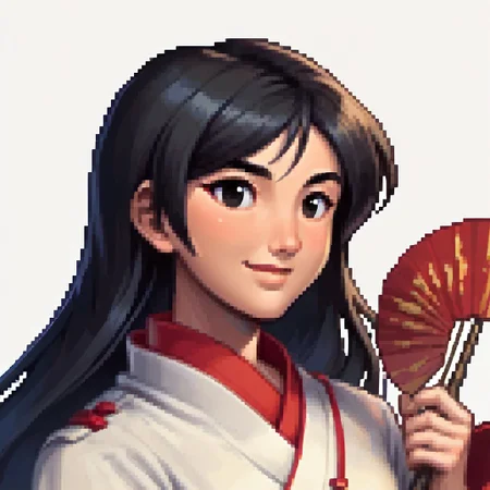 score_9, score_8_up, score_7_up, source_anime BREAK, fedsportraits, portrait, white background, solo, 1girl,  mulan, asian, black hair, black eyes, hanfu, happy