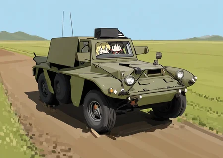 best quality, very aesthetic BREAK outdoors, field, blue sky, dirt road, simple background BREAK 2girls, hakurei reimu, kirisame marisa, ground vehicle, motor vehicle, ferret scout car, armored personnel carrier, armored vehicle, |_|
<lora:prasetyoadii22:1>