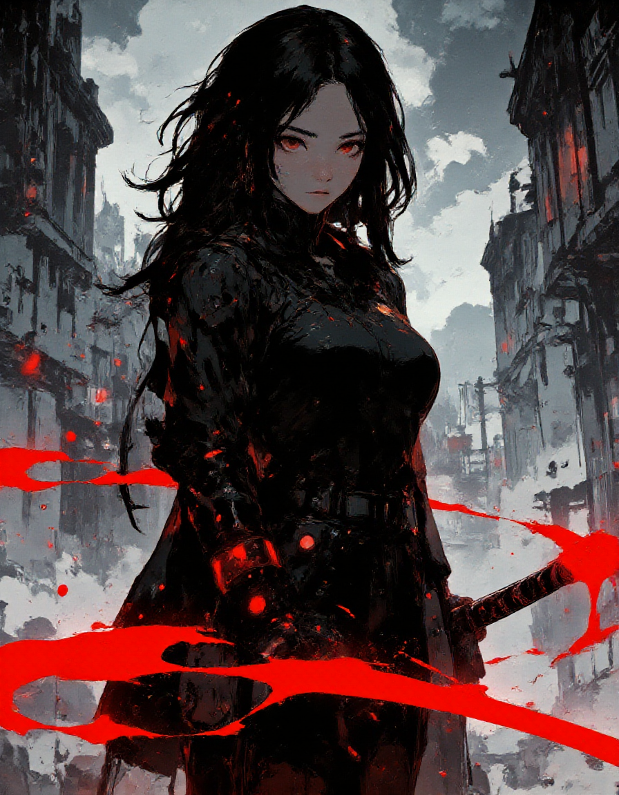 <lora:Let_It_Blaze_in_Crimson:1> anime-style, dynamic, <lora:Anime v1.3:1> <lora:Hand v2:1> detailed hand, perfect hand, hand, <lora:Dark_and_sentimental:0.8>