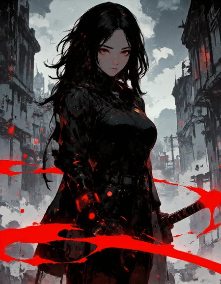 <lora:Let_It_Blaze_in_Crimson:1> anime-style, dynamic, <lora:Anime v1.3:1> <lora:Hand v2:1> detailed hand, perfect hand, hand, <lora:Dark_and_sentimental:0.8>