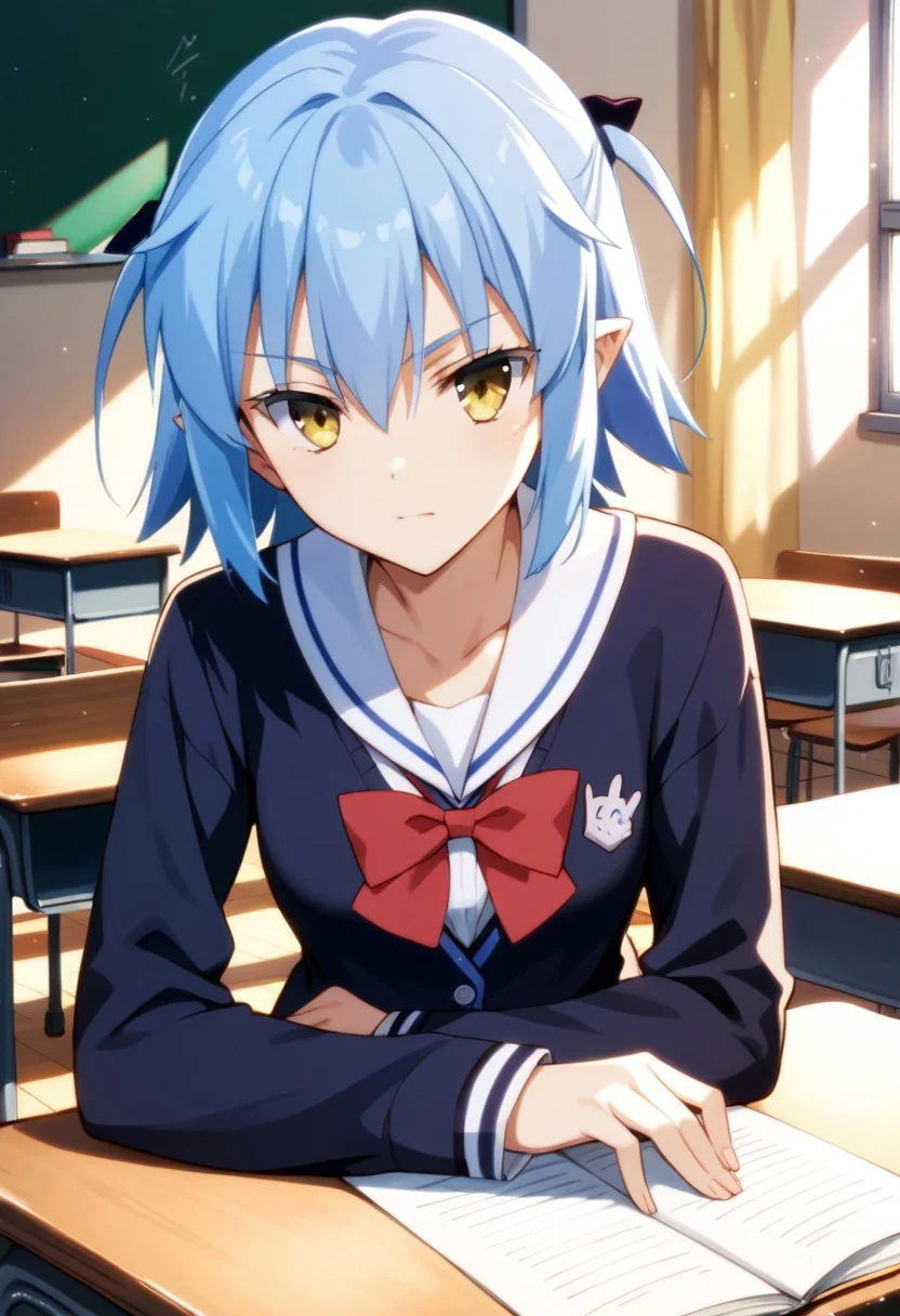 score_9,score_8_up,score_7_up,source_anime, Shiroyasha,1girl,solo,student unifrom,student,classroom