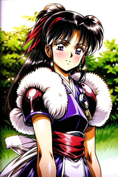 best quality 1girl Setsun4 solo long hair, (night time) forest background black hair very long hair purple eyes multicolored hair armor, small, (fur trim) (medium body),<lora:EMS-179-EMS:0.800000>,<lora:EMS-293862-EMS:0.800000> bow, hair_bow, hair_tubes, red_bow, brown_hair, long_hair, bangs, ascot, frilled_bow, yellow_ascot, blush, smile, hair_between_eyes, athletic, armor, miko, strengthmda, Smiling, happy, helmet