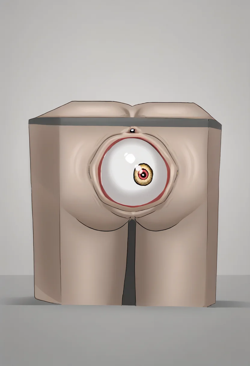 1girl, solo, from behind, looking back, <lora:eyeball_in_ass:1> eyeball in ass   <lora:boxification:1> boxification, in container, from behind