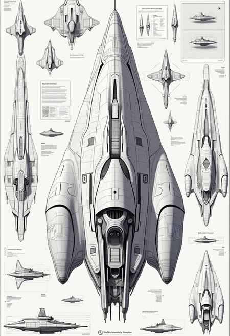 yfg-aarchy, schematics of an elegantly designed starship modeled after a (manta ray), high res. ultra high quality, best quality, highly detailed