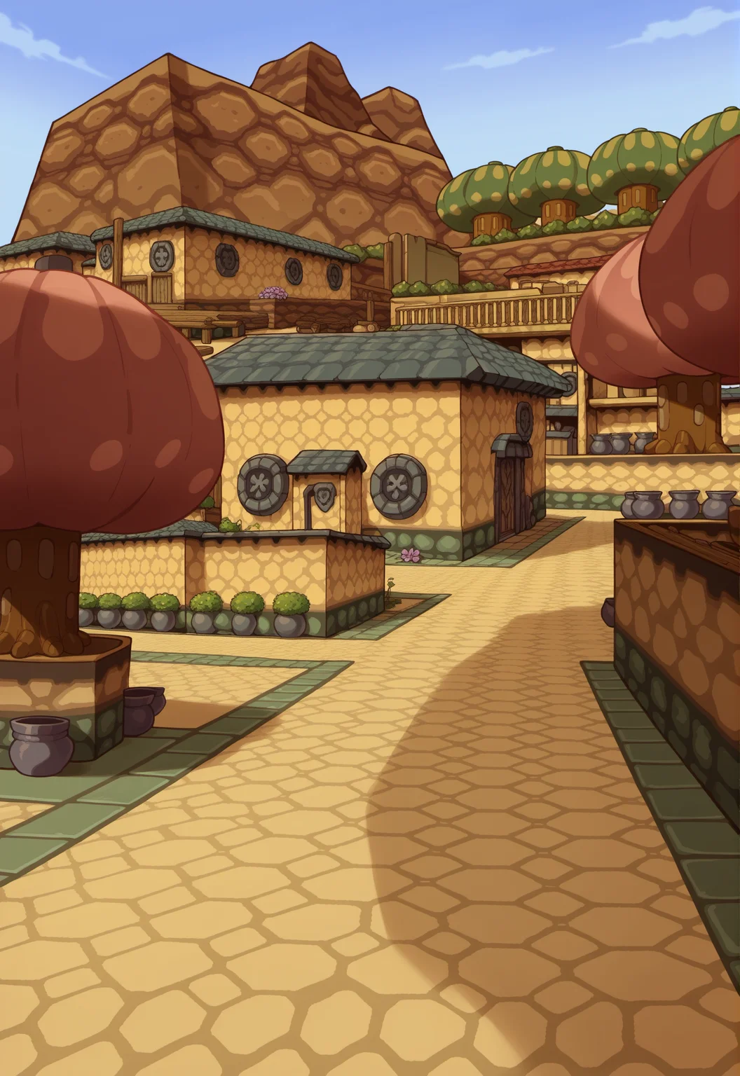 score_9, score_8_up, score_7_up, score_6_up, source anime
BREAK
stone road, LttPKV, outdoors, rocky terrain, brown hills, tree, bush, yellow house, blue roof, chest, wooden bench, green carpet, pot wall, pink flower, autumn, day, daylight, blue sky, cloud, scenery, no humans <lora:ToZ-LttP_Kakariko_Village_Style_Background:0.6>