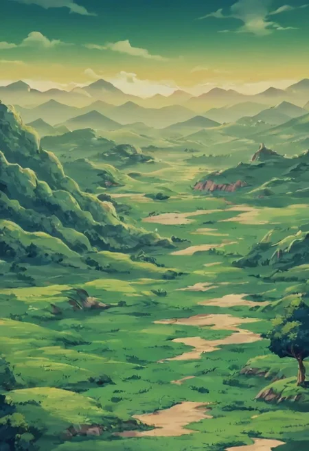 Create a land background to Dragon Ball ,masterpiece, ultra detailed, 8k, highly quality