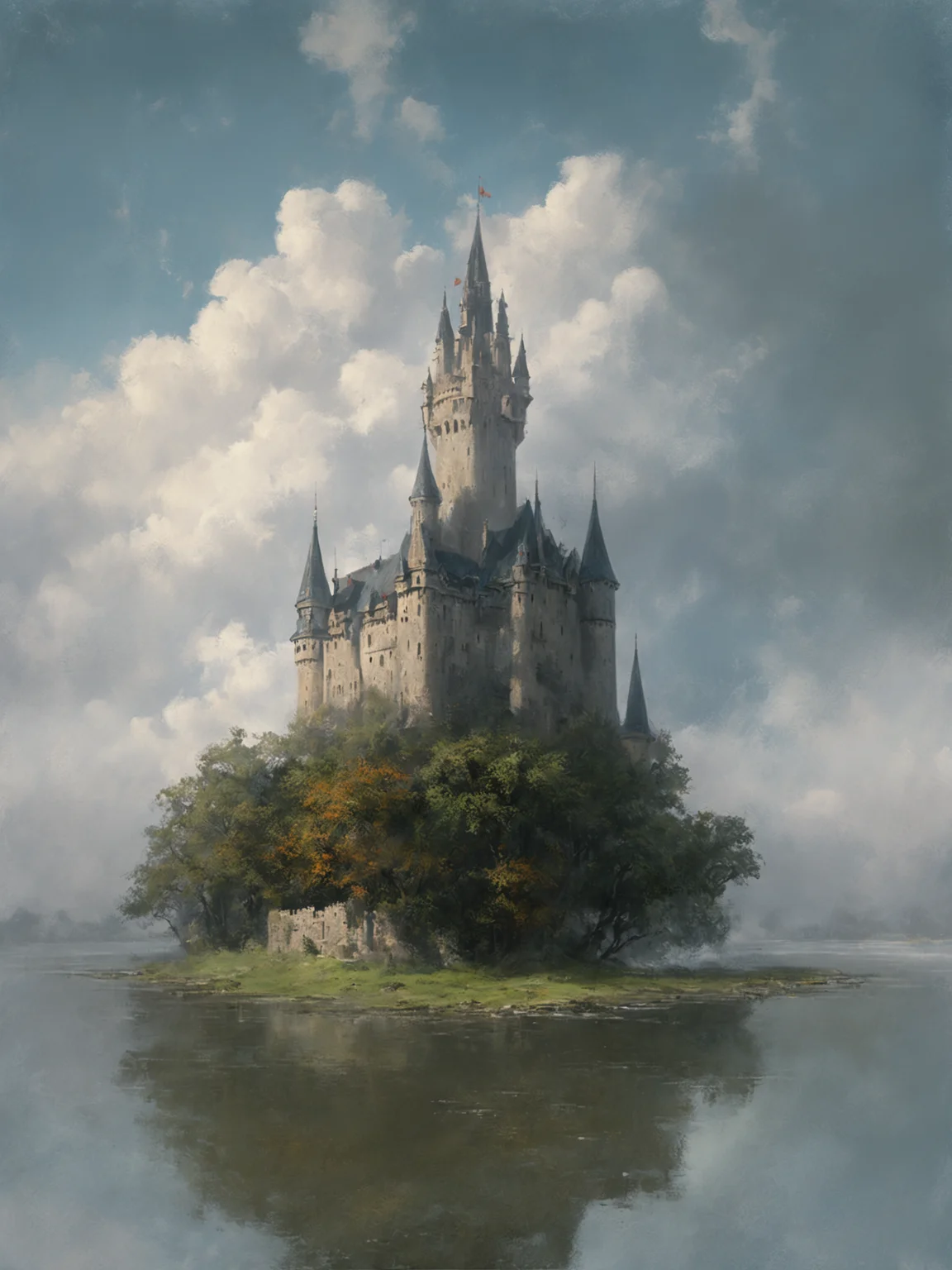masterpiece, best quality, greg rutkowski,
scenery, no humans, tree, cloud, outdoors, sky, castle, fog, water, cloudy sky, tower, building, fantasy, day
, very detailed, high resolution, sharp, sharp image, 4k, 8k,