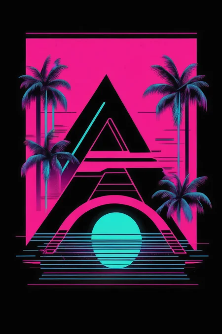 <lora:Synthwave T-shirt:1>Synthwave T-shirt - an design for an german independent street brand with an design of an 80s sports scar in the style of vaporwave with an black background