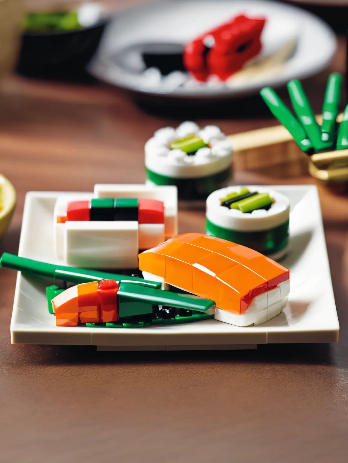 <lora:lego_v2.0_XL_32:1>
LEGO Creator, a plate of sushi