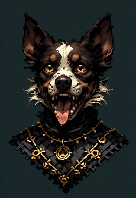 score_9, score_8_up, score_7_up, yamer_pixel_fusion, pixel art, boston terrier, portrait, hires, hyper-detailed, d3p1x3l, pixel art
