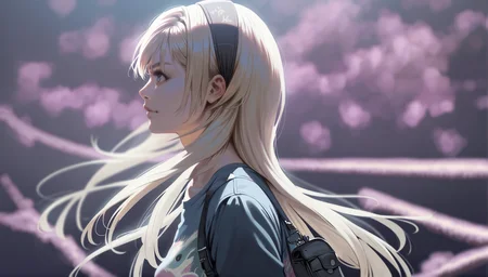 score_9,score_8_up,
realistic,(bloom:1.2),
<lora:leanne:1>,leanne,
1girl,solo,blonde hair,long hair,bangs,hairband with flower patterns on it,blue eyes,looking up,white long sleeve shirt with black sleeves,portrait,from side,simple background,night,