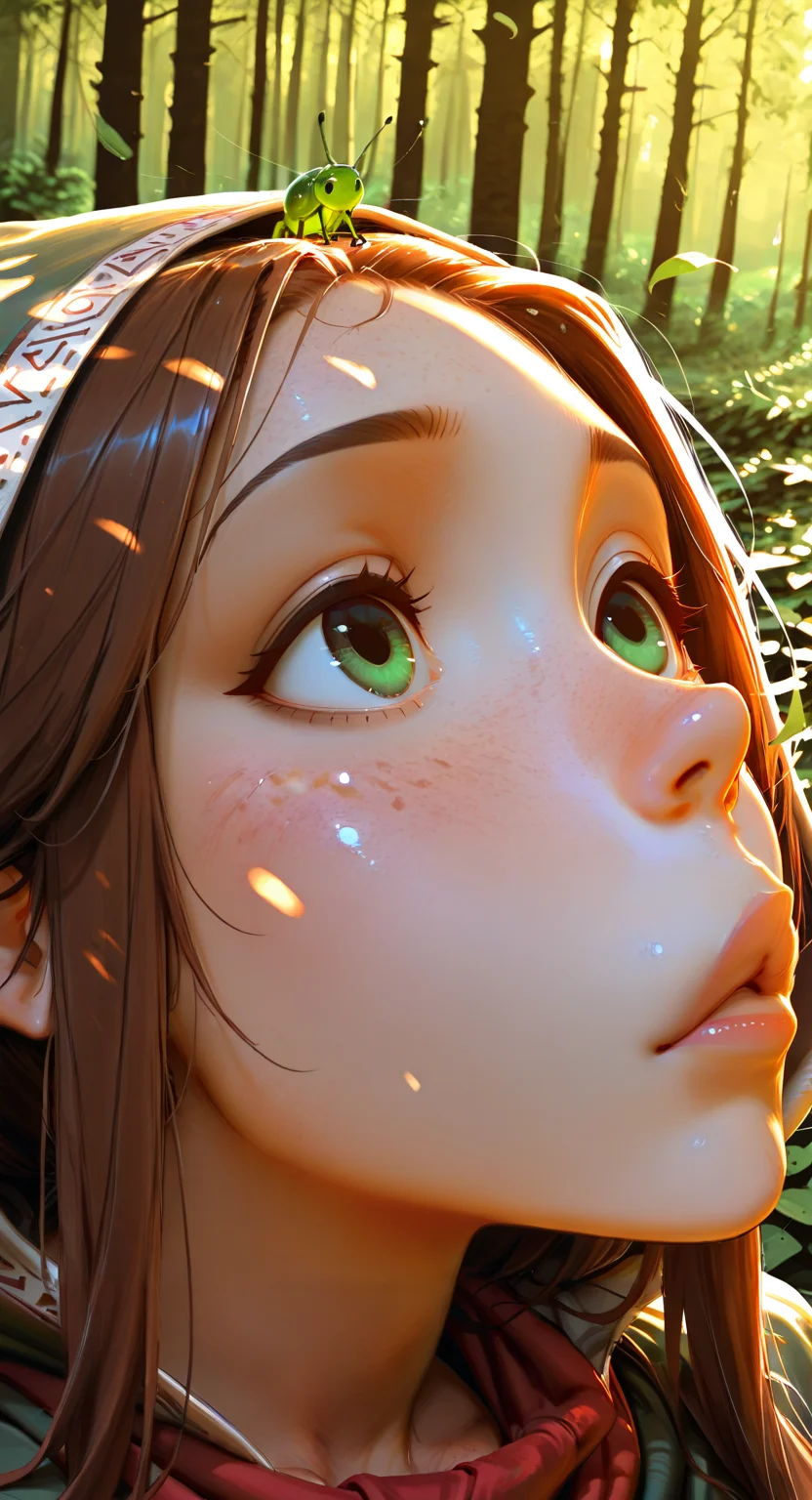 masterpiece, best quality, ultra-detailed, absurdres, 8K, highres, illustration, CG, amazing quality, intricate details, highly detailed, hyper-detailed, sharp focus, depth of field, realistic shading, beautiful lighting, cinematic lighting, HDR, volumetric lighting, raytracing, ambient occlusion, subsurface scattering, soft lighting, smooth shading, reflective surfaces, ultra-detailed eyes, masterpiece,best quality,amazing quality,newest,absurdres,highres, newest,very awa,
<lora:Detailer_NoobAI_Incrs_v1:1> detailed, <lora:illustriousXLv11_stabilizer_v1.113 ill-helper:0.5>
SFW,
<lora:Sinner_-_Sillygirl:0.8> s1nn3r <lora:Incase_Style_r1:0.3> Inc4se <lora:MoriiMee_Gothic_Niji_Style_Illustrious_r1:0.4> artist:moriimee,<lora:DisneyStudios_style:0.5> DisneyStudioXL cartoon cinematic ,
1girl, long hair,
Panel 2: The Listening Path | Characters: 1 female traveler | Place: narrow winding trail through deep forest, trees leaning in as if whispering | Cloth: traveling cloak pulled close, scarf trailing | Pose: mid-step, looking up toward rustling branches | Angle: side view with receding trail | Lighting: green-filtered dappled light | Props: falling leaves caught mid-air, glowing beetle, ancient stone marker | Concept: atmosphere of sentient woods, sounds carried on wind, visual storytelling through motion and silence, mystery of journey just begun, painterly use of shadow and foliage