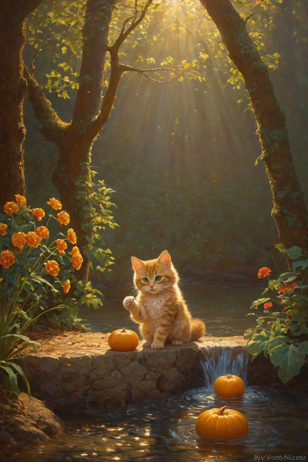 by [Alex Howitt:Victor Nizovtsev:0.25] and [Louis Wain|Yanjun Cheng] in the style of Mark Keathley