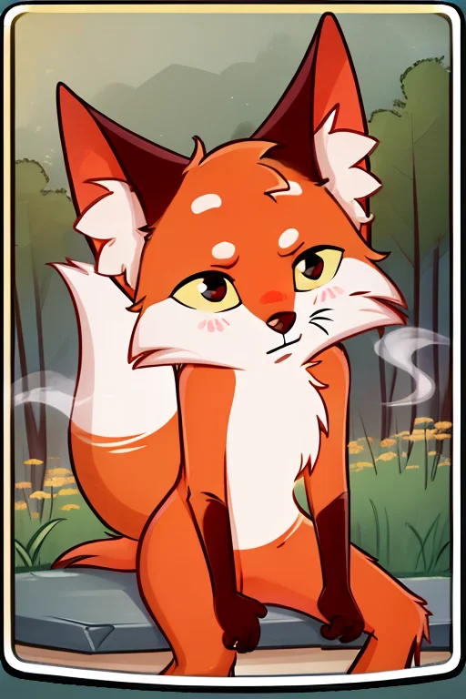 <lora:lisa-09:1> 1boy, :3, animal ear fluff, animal nose, blush, fox, fox ears, fox tail, furry, hand up, no humans, orange fur, outline, pappy, sitting, solo, tail, upper body, yellow sclera,
sitting in a meadow, outdoors,, (foggy background, epic realistic, rutkowski, hdr, intricate details, hyperdetailed, cinematic, rim light, muted colors:1.2)