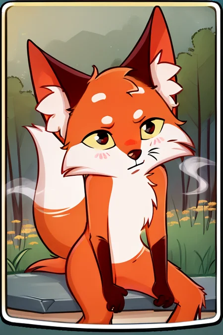 <lora:lisa-09:1> 1boy, :3, animal ear fluff, animal nose, blush, fox, fox ears, fox tail, furry, hand up, no humans, orange fur, outline, pappy, sitting, solo, tail, upper body, yellow sclera,
sitting in a meadow, outdoors,, (foggy background, epic realistic, rutkowski, hdr, intricate details, hyperdetailed, cinematic, rim light, muted colors:1.2)