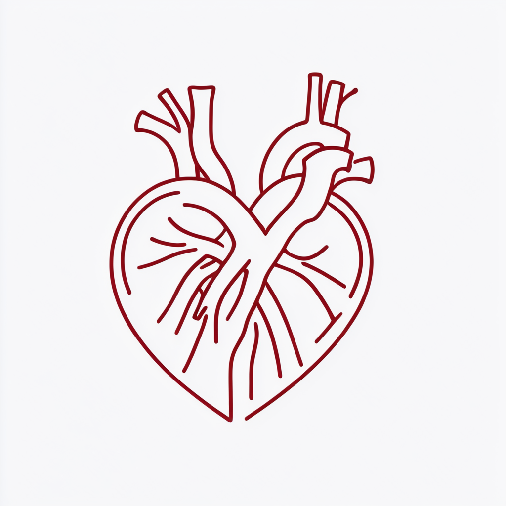 <lora:Simplest_line_art:1> ARSMJSTYLE, simplest line art, line art heart, A drawing of a human heart with red hearts., heart, white background, monochrome, simple background, no humans, solo,  spot color