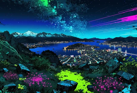 scenic landscape, (starry ht sky:1.16), irregular shattered luminous star clusters in sky, (stellar background:0.9), (high-resolution) (sharp details:0.85),} scenic view into endless darkness of sky (high resolution:1.22), (pui:0.01), ,
(empty Fjord views), (wildflower meadow), (rusty plane remains), (scrambling boulders), (snow patches) )(RAW:1.11),(high resolution photograph:1.28),high definition,masterpiece, amazing quality, absurdres, p3,s9