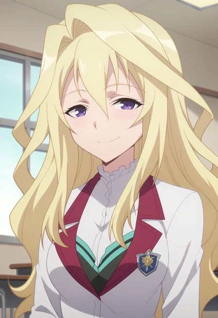 score_9, score_8_up, score_7_up, score_6_up, score_5_up, score_4_up , anime coloring ,BREAK source_anime, anime,screencap,
1girl, solo, claudia enfield, breasts, school uniform,<lora:PonyXL Claudia Enfield V1 :1>
indoors,smile, looking at viewer,
school, classroom, upper body,