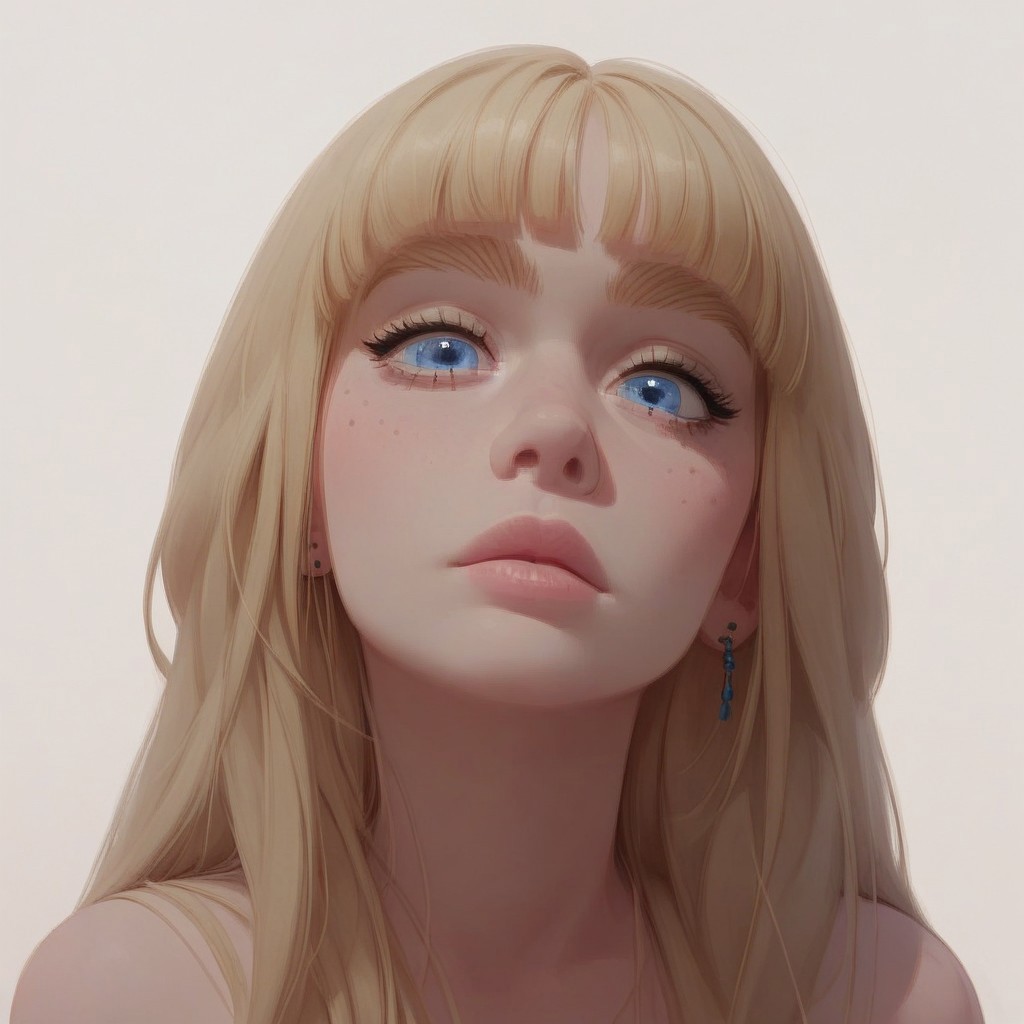 score_9, score_8_up, score_8_up, best quality, masterpiece, fine details, highly detailed, godrays,,
 1girl, (billie not eilish), billiesn, bangs, fringe, blonde hair, wolf haircut, blue eyes, face focus, big tits,