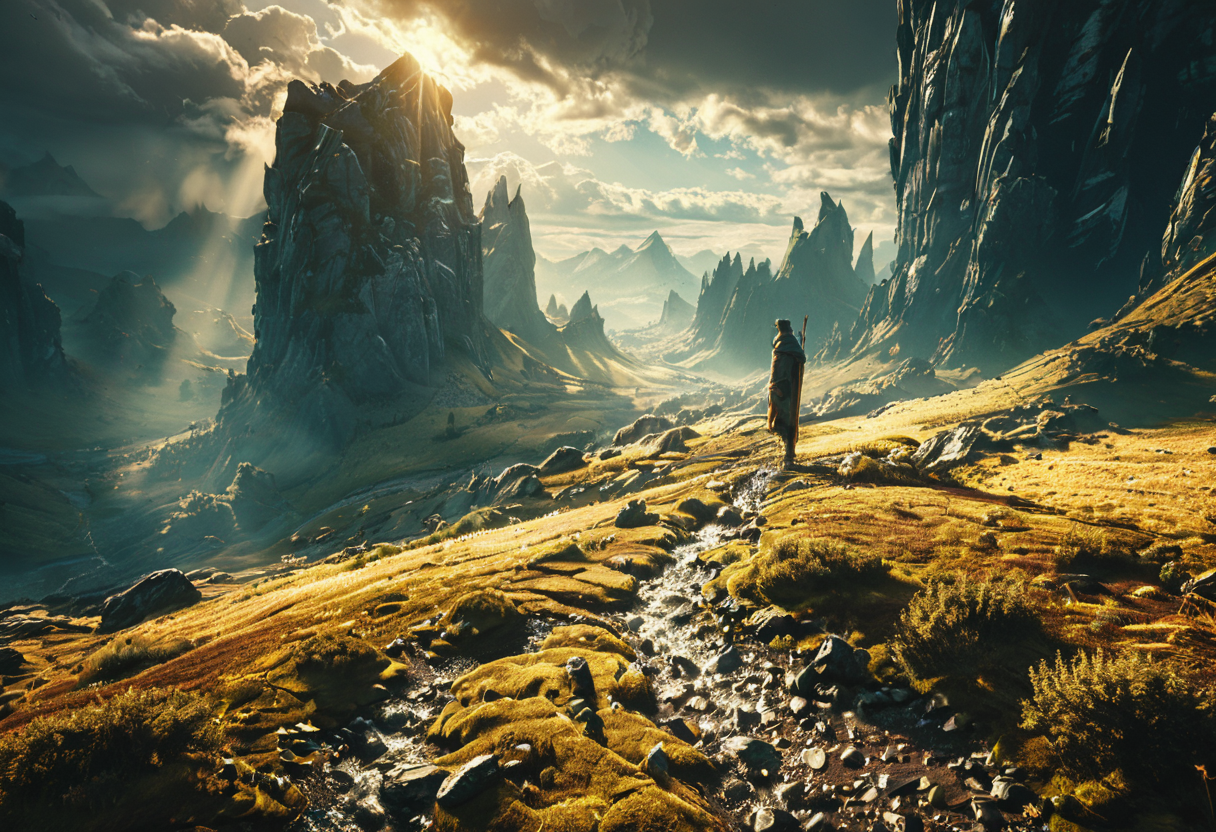 midjourneylora, landscape, nature,Cinematic Lighting, Dramatic lighting, high contrast, detailed shadows, high-resolution