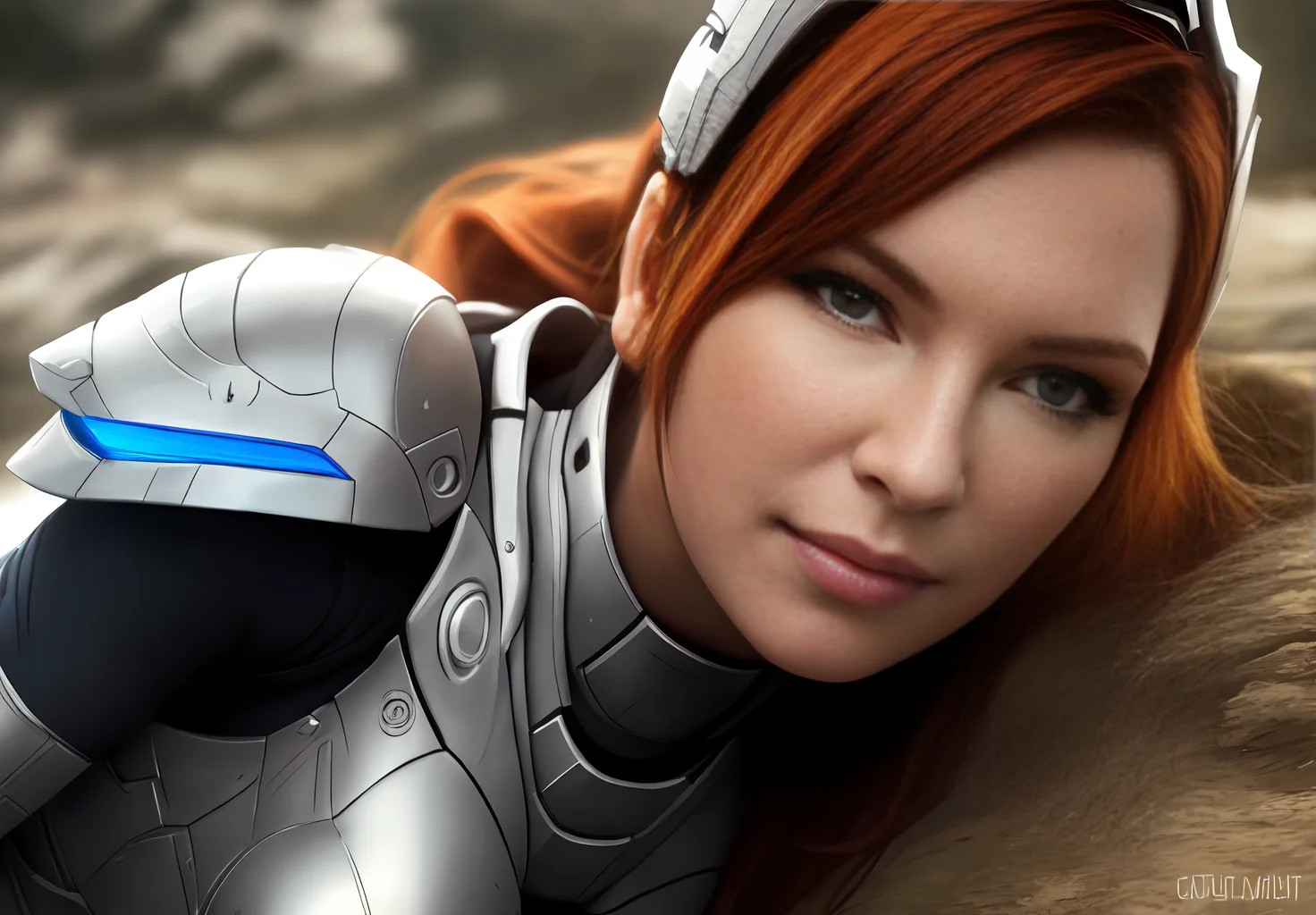<lora:Sarah_Kerriganv2:0.8>, Sarah_Kerrigan, 1girl, solo, smirk, realistic, headgear, armor, upper body, covered navel, ((beautiful, masterpiece, best quality,perfect lighting,)) lying, sideways glance,