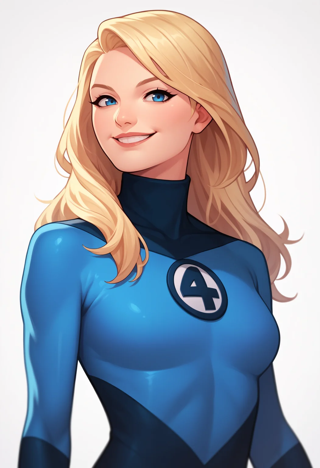 score_9, score_8_up, score_7_up, score_6_up, score_5_up, score_4_up, BREAK,
1girl, susanrichards, blonde hair, long hair, blue eyes,
bodysuit, turtleneck,
smile, upper body, looking at viewer, solo, simple background, white background <lora:SusanRichardsXL:1>