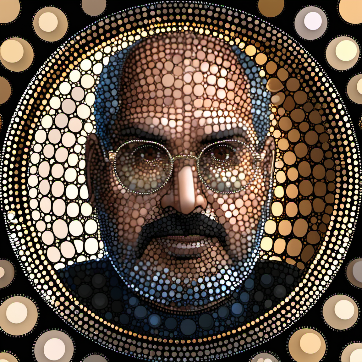 dotart,closeup man face, brown eyes,circular specs,<lora:Dor_Art:1>, highly detailed, CG render, octane, bokeh, 4k, 8k, 8mm, unreal engine 3d