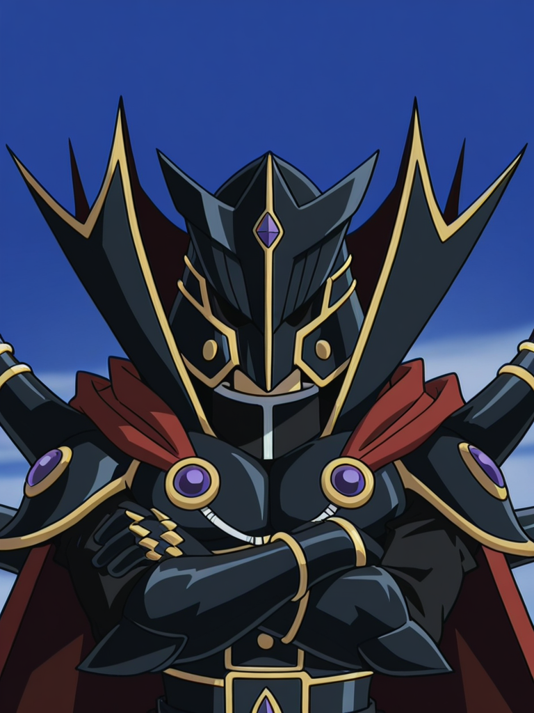 1boy,  upper body,  crossed arms,  BLACK MASK, FRONTAL PLANE
 <lora:supreme_kinh:0.9> Supre2meGXKing,black helmet, black armor,red cape,, masterpiece, high quality, absurdres, best quality, very aesthetic, newest, ,