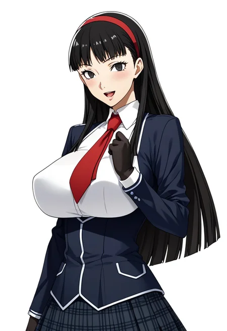 score_9,score_8_up,score_7_up,source_anime,5_figner,2d_animation,game cg,BREKE,
yukiko amagi,long hair, black hair, hairband, black eyes,1girl,solo,
KA school uniform,long sleeves,pleated skirt, black gloves,red necktie,black pantyhose,
gigantic breasts,thick hips,thick thighs,thick waist,disproportionate breasts,huge areolae,
covered erectile nipples,covered the breast,curves,glamour,blush,smile,upper body,open mouth,
simple background,white background,
masterpiece,best qualit,ultra-detailed,illustration,an extremely delicate and beautiful,beautiful detailed eyes,unity 8k wallpaper,high resolution,anime CG,official_art,