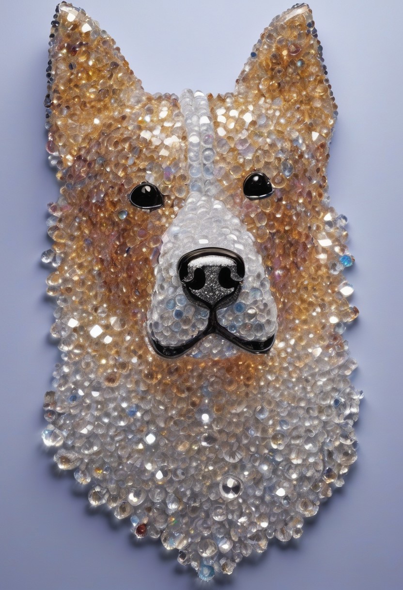 A fabulous dog made of crystals with flair, humor, and a touch of sparkle.