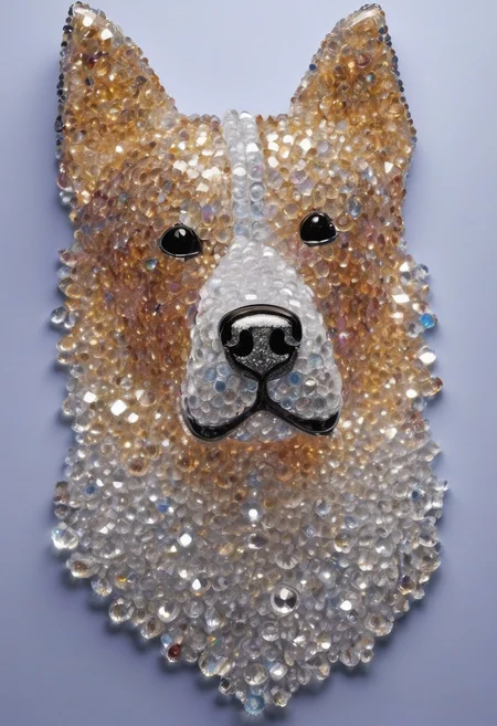 A fabulous dog made of crystals with flair, humor, and a touch of sparkle.