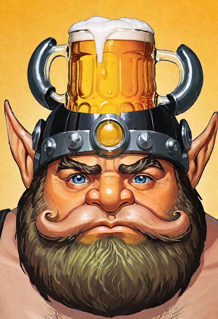 (masterpiece)
split head,  a beer inside A reahead dwarf head