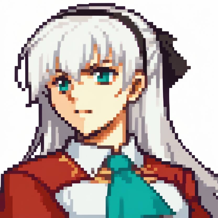 score_9, score_8_up, score_7_up, source_anime BREAK 1girl, solo,
<lora:zs_FEGBAPortraitsXL:1> fegbaportraits, portrait, white background, 
 <lora:elie-pdxl-nvwls-v1:1> zeroElie, white hair, black hairband, hair ribbon, long hair, ascot, uniform, red sleeves,