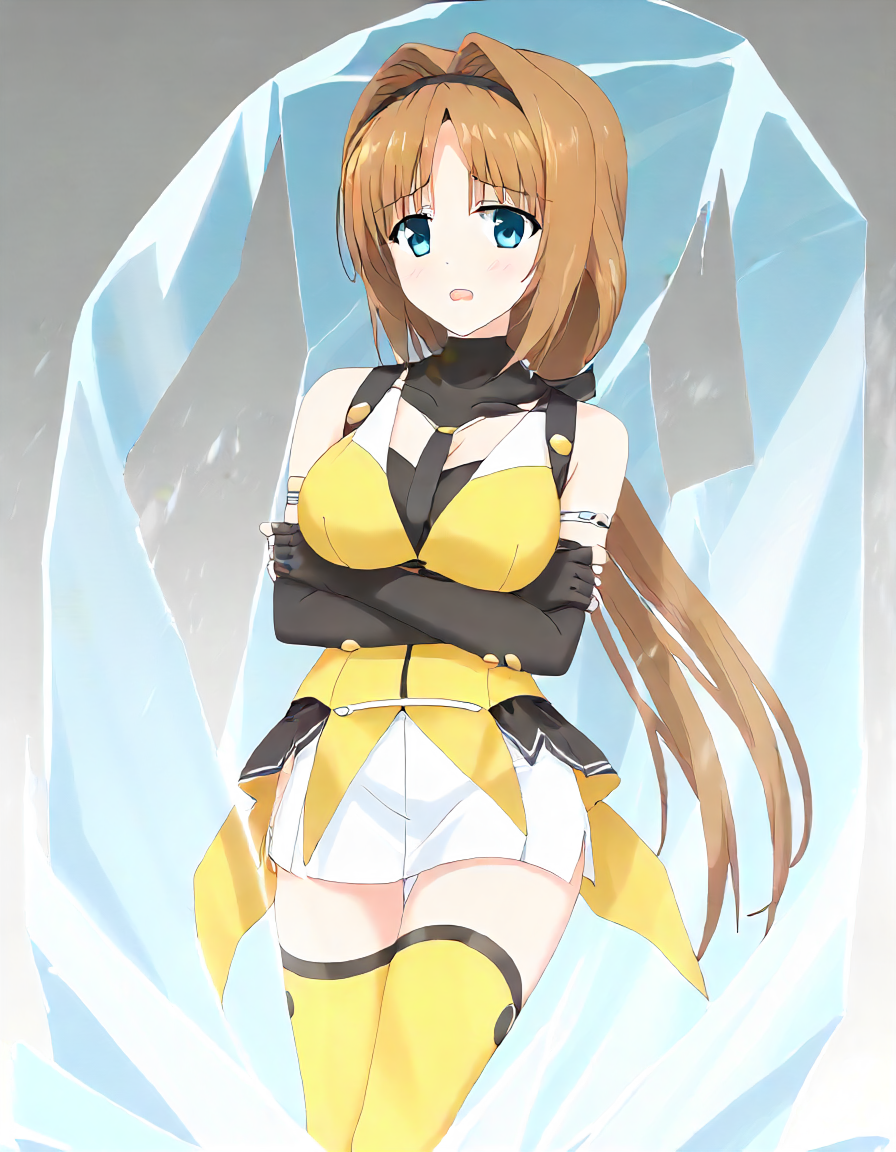 <lora:frozen_XL_pony_v1:1.5>frozen, 1girl, ice,transparent,  <lora:takamori_haruka_XL_pony_v1:0.8> takamori haruka, BREAK score_9, score_8_up, score_7_up, BREAK source_anime, rating_explicit, best quality, masterpiece, uncensored,<lora:sdxl_lightning_4step_lora:1>(clear eyes:1.2),clear art,zPDXLpg