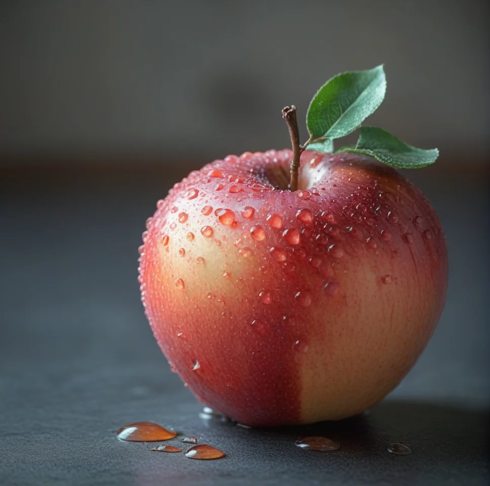 fruit photography,<lora:æ°´æ-000005:0.6>,a apple,