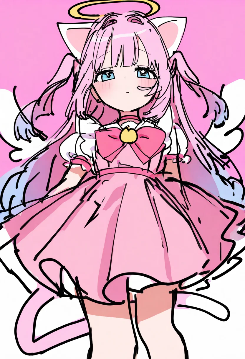 best quality, amazing quality, very aesthetic, absurdres, sketch,
BREAK
1girl, angel wings, animal ears, blue eyes, cat ears, cat girl, cat tail, dress, long hair,
looking at viewer, magical girl, pink hair, pink theme, solo, tail, wings, yume kawaii, yume ne, <lora:DoodleNoob_byKonanV2:1>