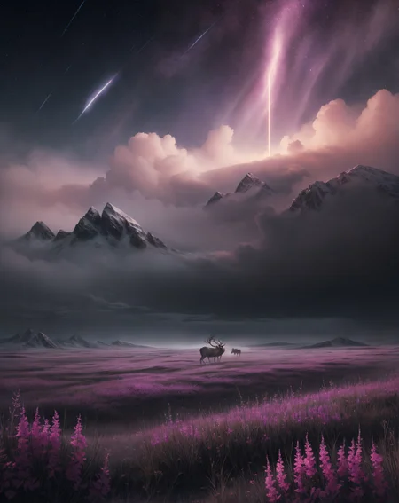 <lora:add-detail-xl:0.8>,Alaskan tundra where caribou migrations stitch trails through fireweed,Nano-arm transformation countering dropships with macro focus shift,Prairie twilight: Virga streaks scribbling silver calligraphy on mauve skies,
hyperrealistic surrealism,ultra-detailed,intricate textures,luminous colors,cinematic lighting,dramatic perspective,volumetric atmosphere,8k UHD,sharp focus, professional color grading, 1girl
<lora:extremely_detailed:0.8> extremely detailed,
<lora:DetailMaximizer:0.7>,
<lora:offset_0.2:0.7>,
<lora:add-detail-xl:0.3>,
<lora:aidmaMJ6.1_v0.5_2:0.7> aidmamj6.1,
<lora:Consistency Corrector XL:0.3>, Digital painting art style, dynamic composition, professional-grade execution, Retrofuturism painting art style, nostalgic composition, combines retro aesthetics with futuristic elements, Baroque art style, dynamic composition, dramatic lighting, rich colors, intricate details, professional-grade execution, captures the grandeur and theatricality of the Baroque period