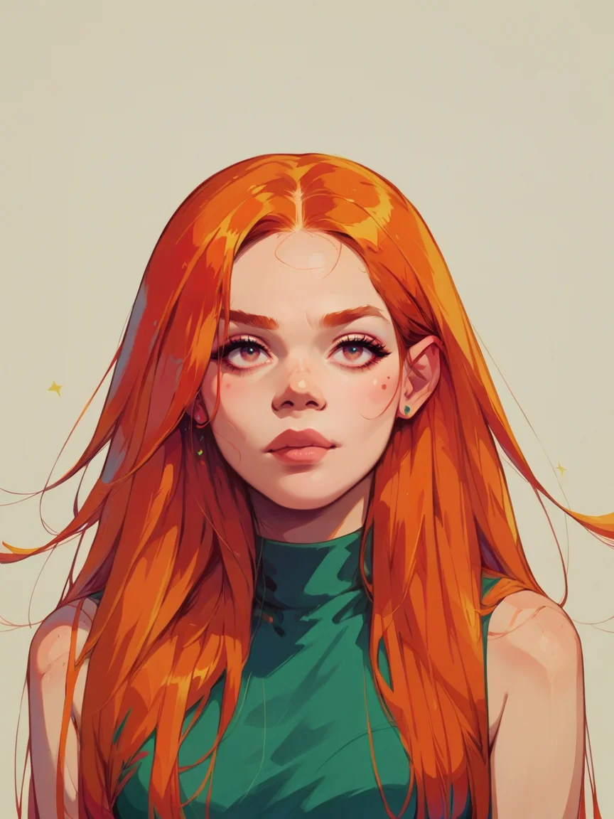 score_9, score_8_up, score_7_up, score_6_up, score_5_up, <lora:coacalinaXLP:1> coacalina, colourful, 1girl, ginger hair, long hair,