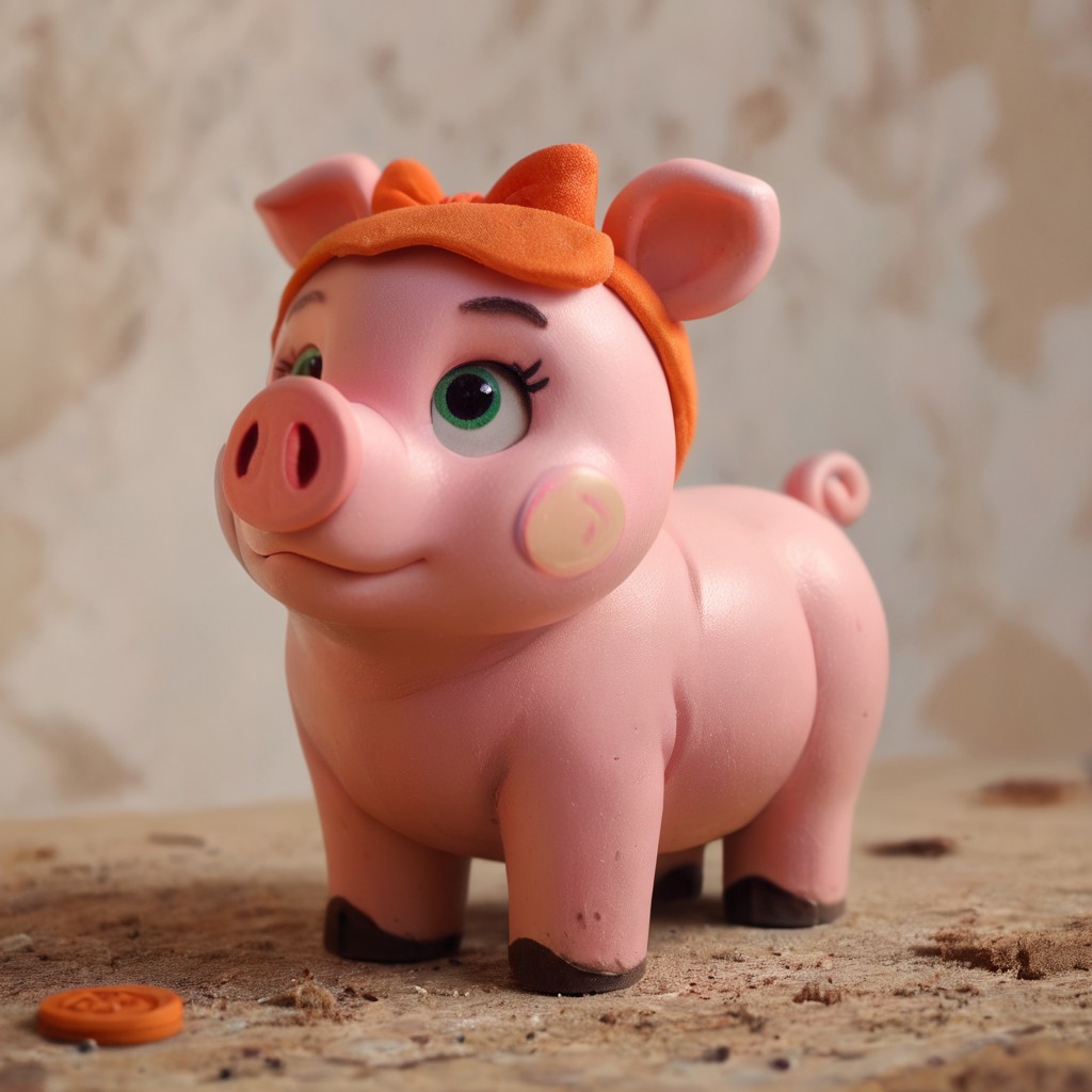 score_9, score_8_up, score_7_up, ((piggy bank shaped clay:1.5)), made of clay