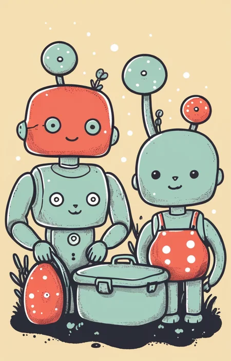 masterpiece,best quality,<lora:tbh10-sdxl:0.9>,illustration, portrait of Housework robots